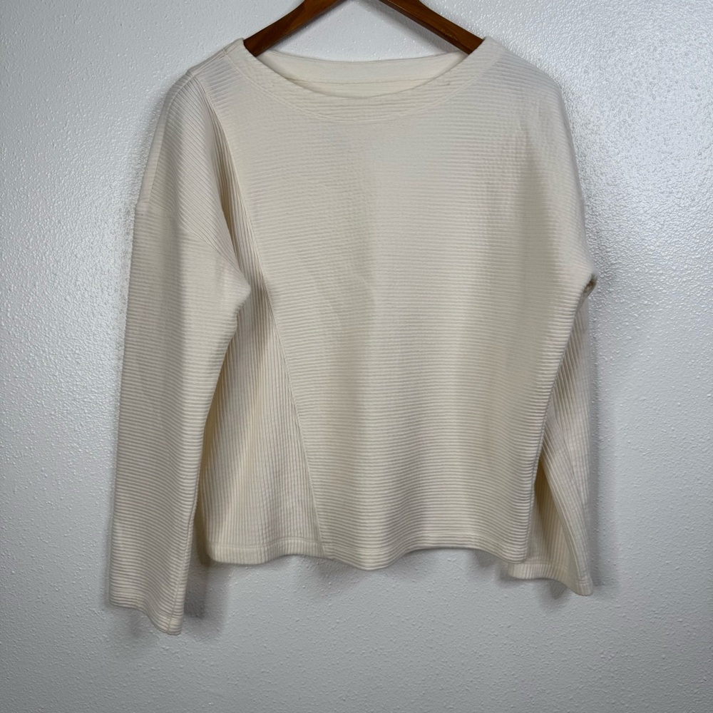 Maeve by Anthropologie Cream Long Sleeve Textured Top Size Small